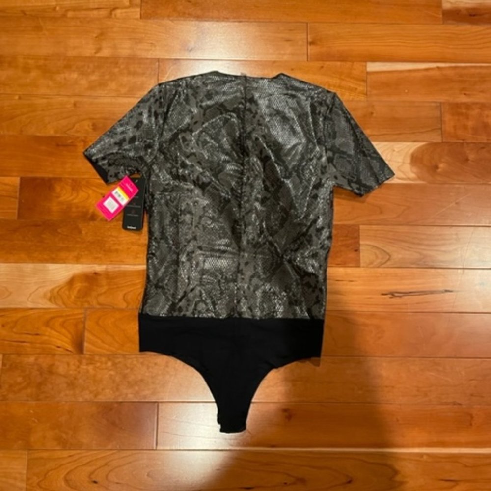 Commando Faux Leather Animal Tee Bodysuit  - Women's Size Medium - NWT - Picture 4 of 6